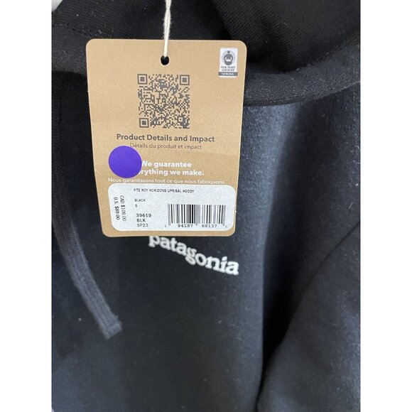 Patagonia P6 Logo Uprisal  Hoody Black  NWT Mens S / Women's M - Picture 5 of 6